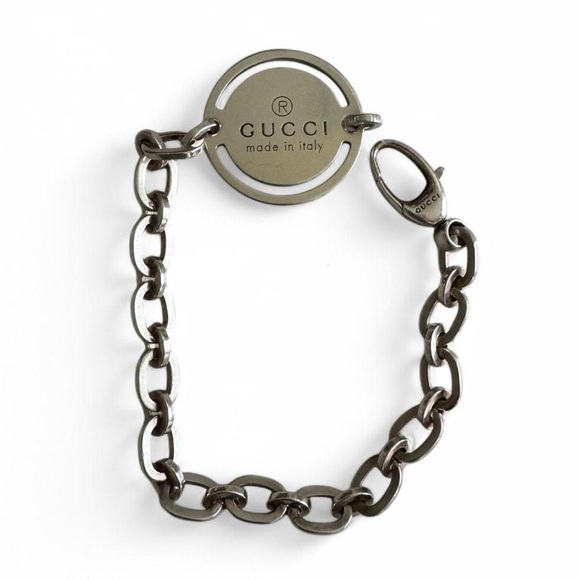 ✰ gucci sterling silver round tag bracelet ✰ - Picture 1 of 7